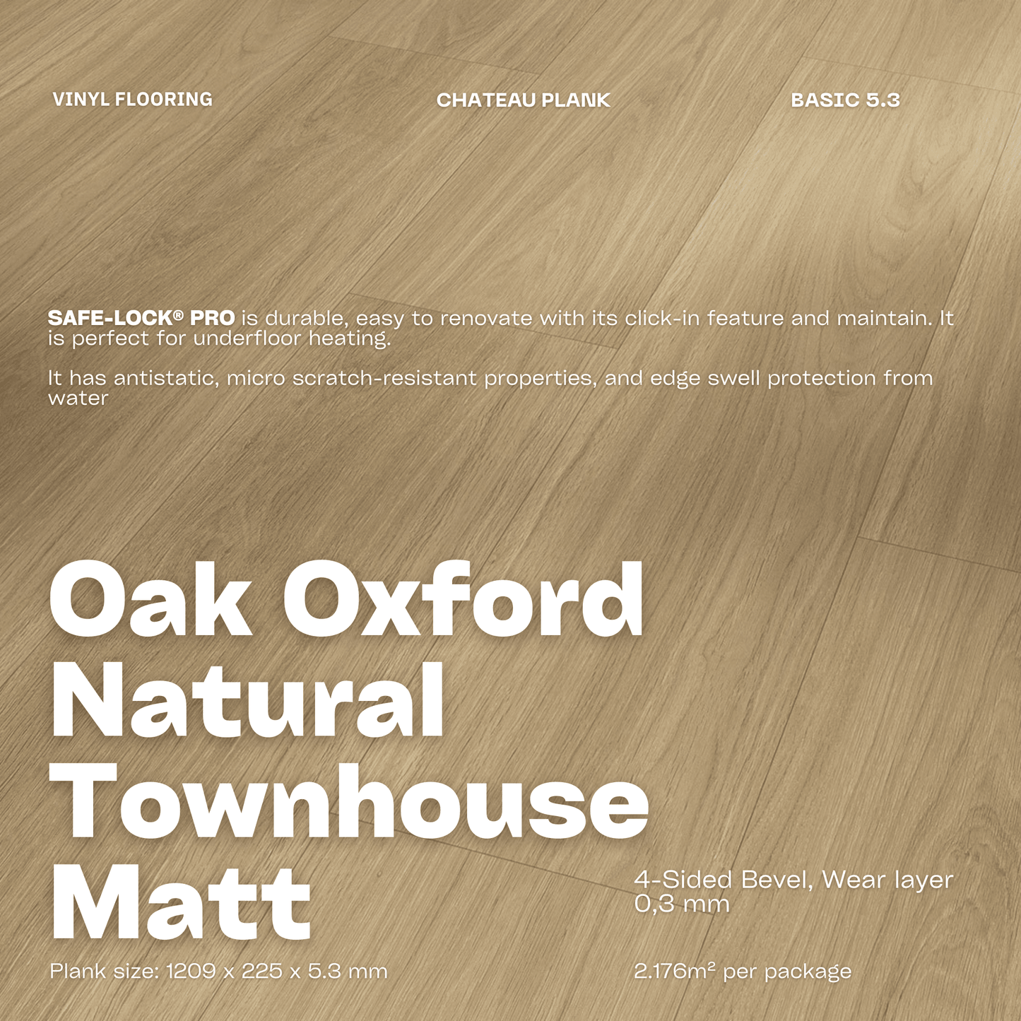 Oak Oxford Natural Townhouse - Matt-Finish Texture Basic 5.3 SPC Wide Vinyl Flooring Plank