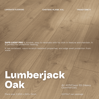 Laminated Flooring in Cape Town - Lumberjack Oak Chateau Plank XXL - Trendtime 6 - 4V AC5 Class 33 Heavy Commercial 