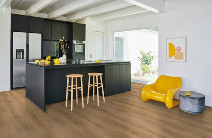 Wide Oak Horizont Natural Flooring Plank - Basic 600 4V 8mm AC4/Class 32. View in room design for your flooring space with Parador. Our expert team of contractors, architects, and interior designers delivers flooring solution services Nationwide in South Africa. We supply and install Safe-Lock® PRO laminate, vinyl, and stylish flooring. Manufactured in Germany and Austria, our flooring ensures durability and style.