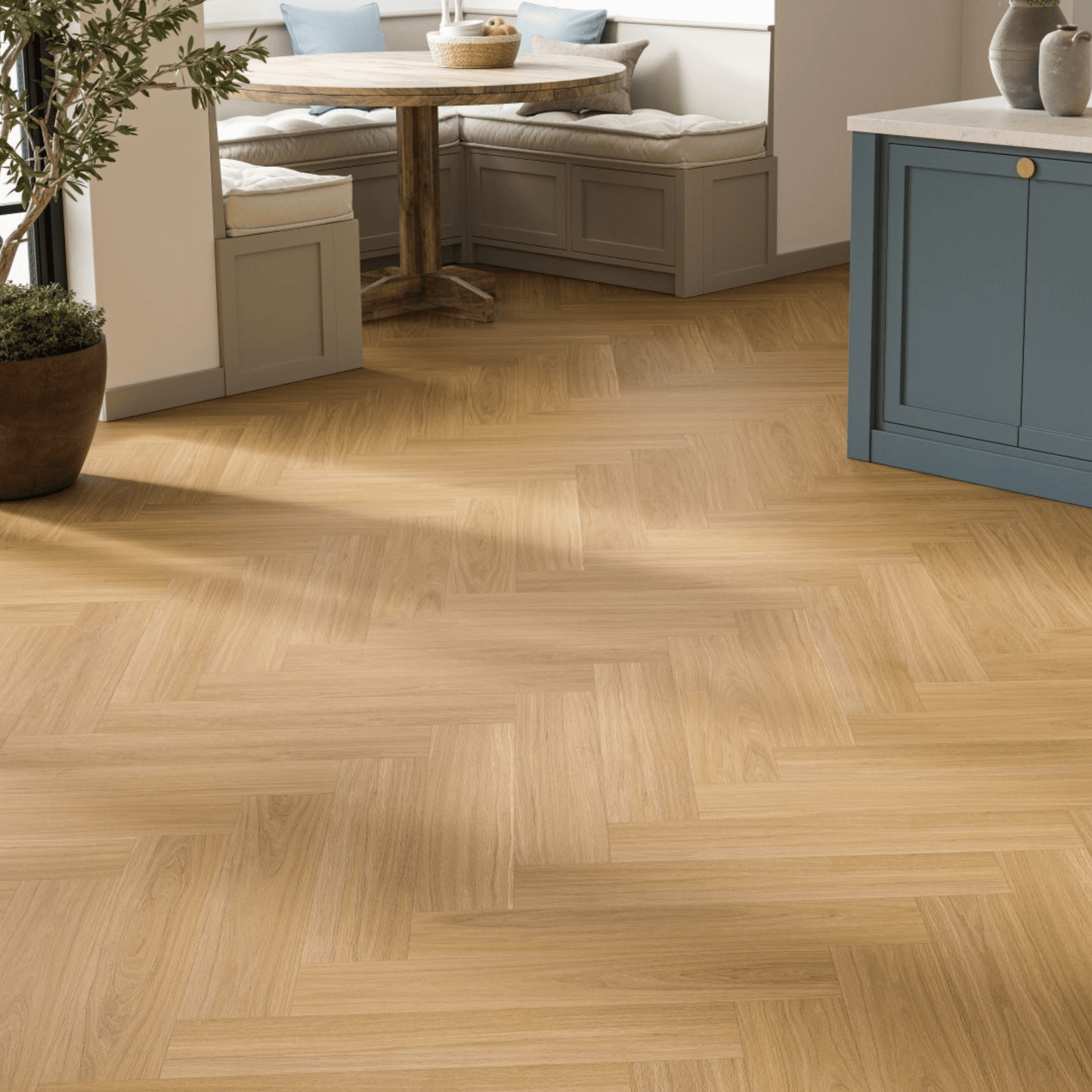 Oak Oxford Caramel Brown Countryside Trendtime 3 Vinyl Herringbone Matt-Finish Texture