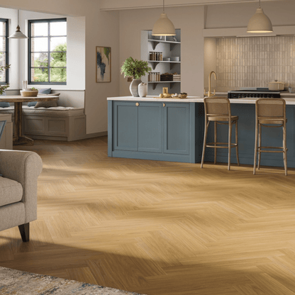 Oak Oxford Caramel Brown Countryside Trendtime 3 Vinyl Herringbone Matt-Finish Texture