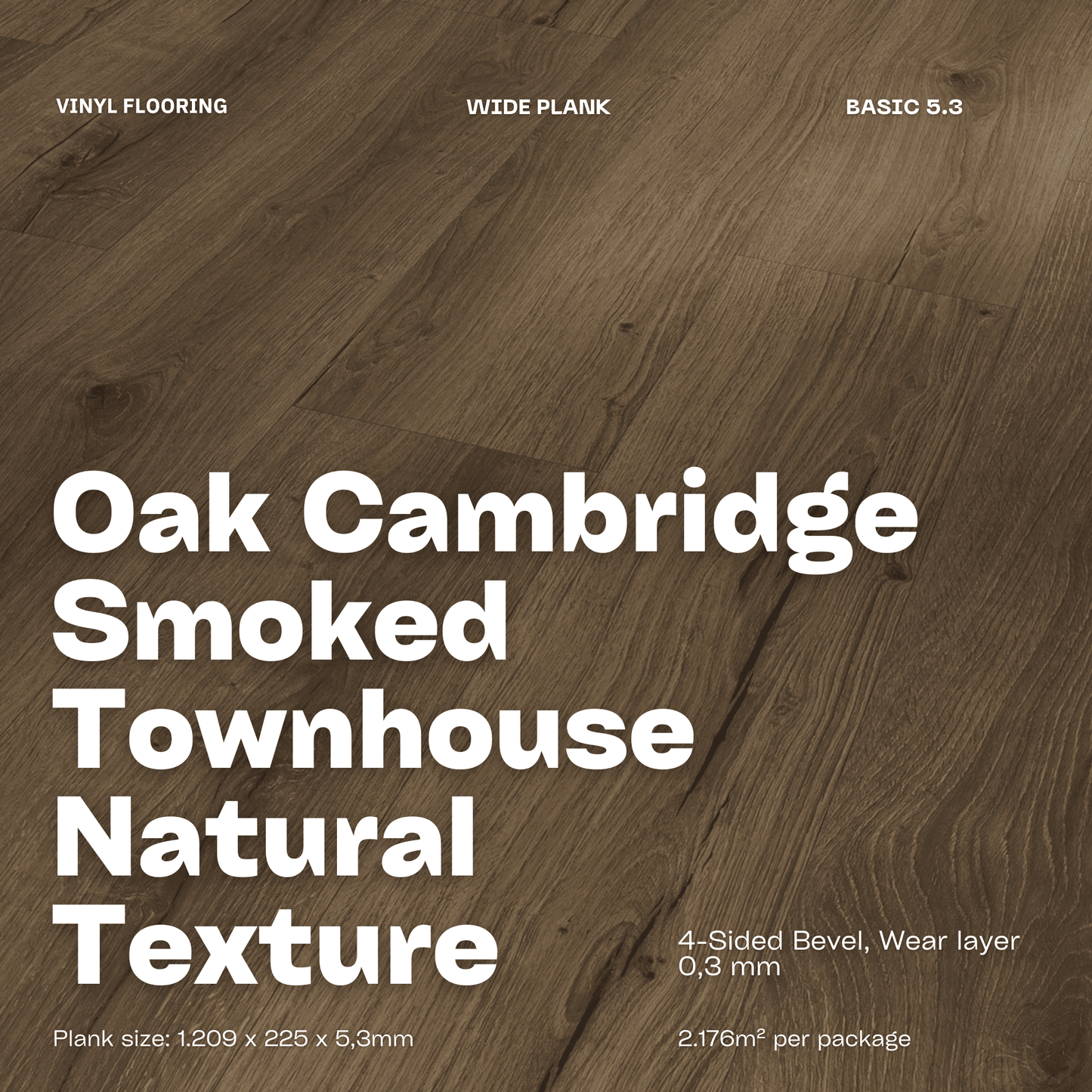 Oak Cambridge Smoked Townhouse Natural Texture Basic 5.3 - Wide Vinyl SPC Flooring Plank